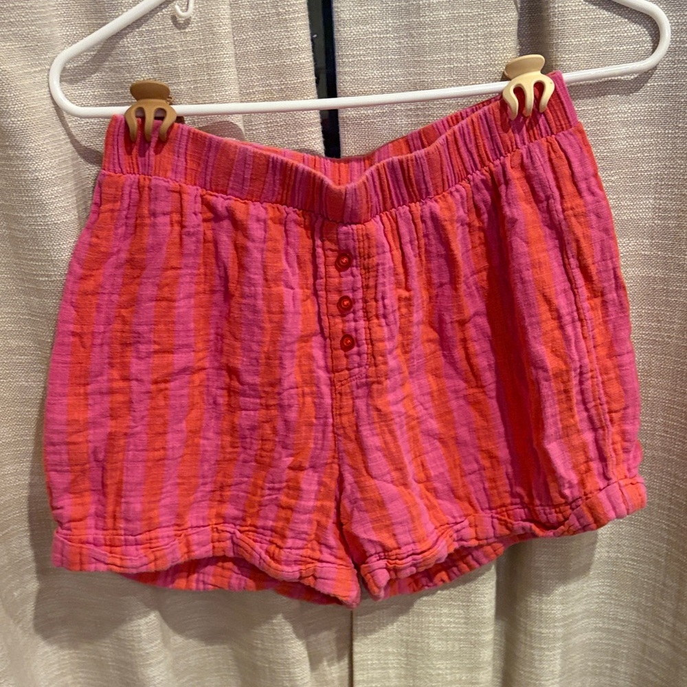 Z Supply High Waist Pink and Orange Striped Shorts